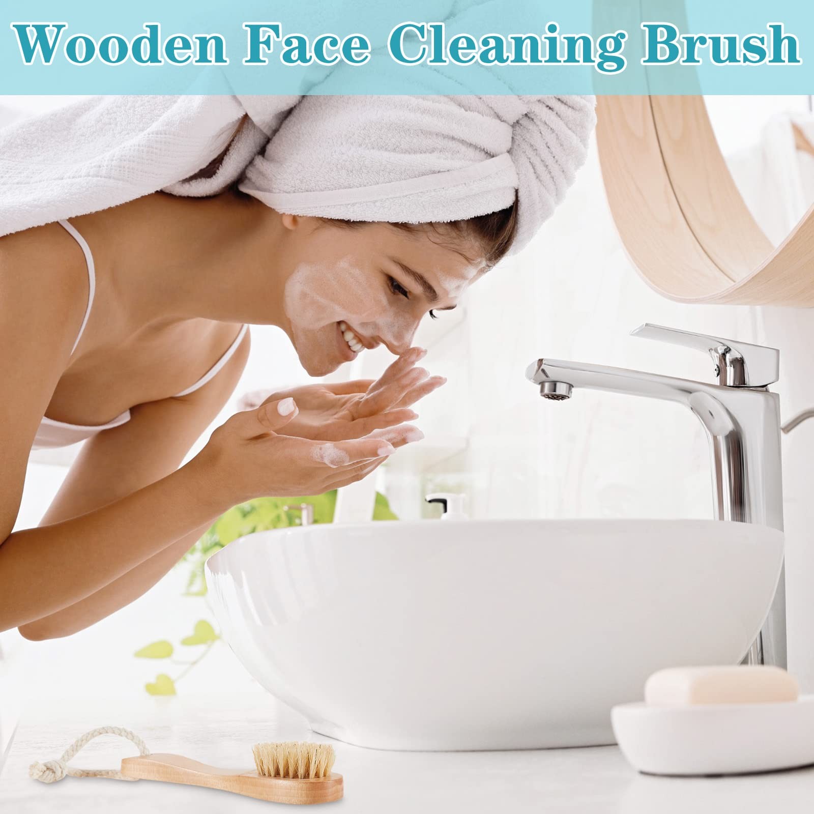 Nuanchu 6 Pcs Wooden Face Cleaning Brush Facial Exfoliator Dry…