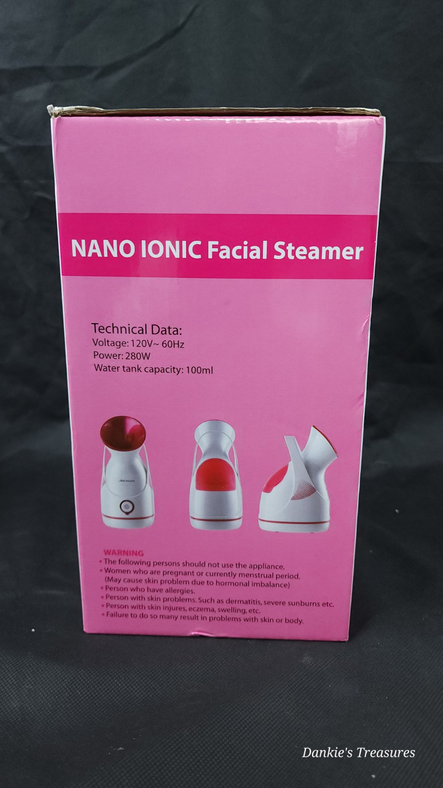 Amconsure Nano Ionic Facial Steamer With 5 Piece Kit – Warm Mist – Rose Red