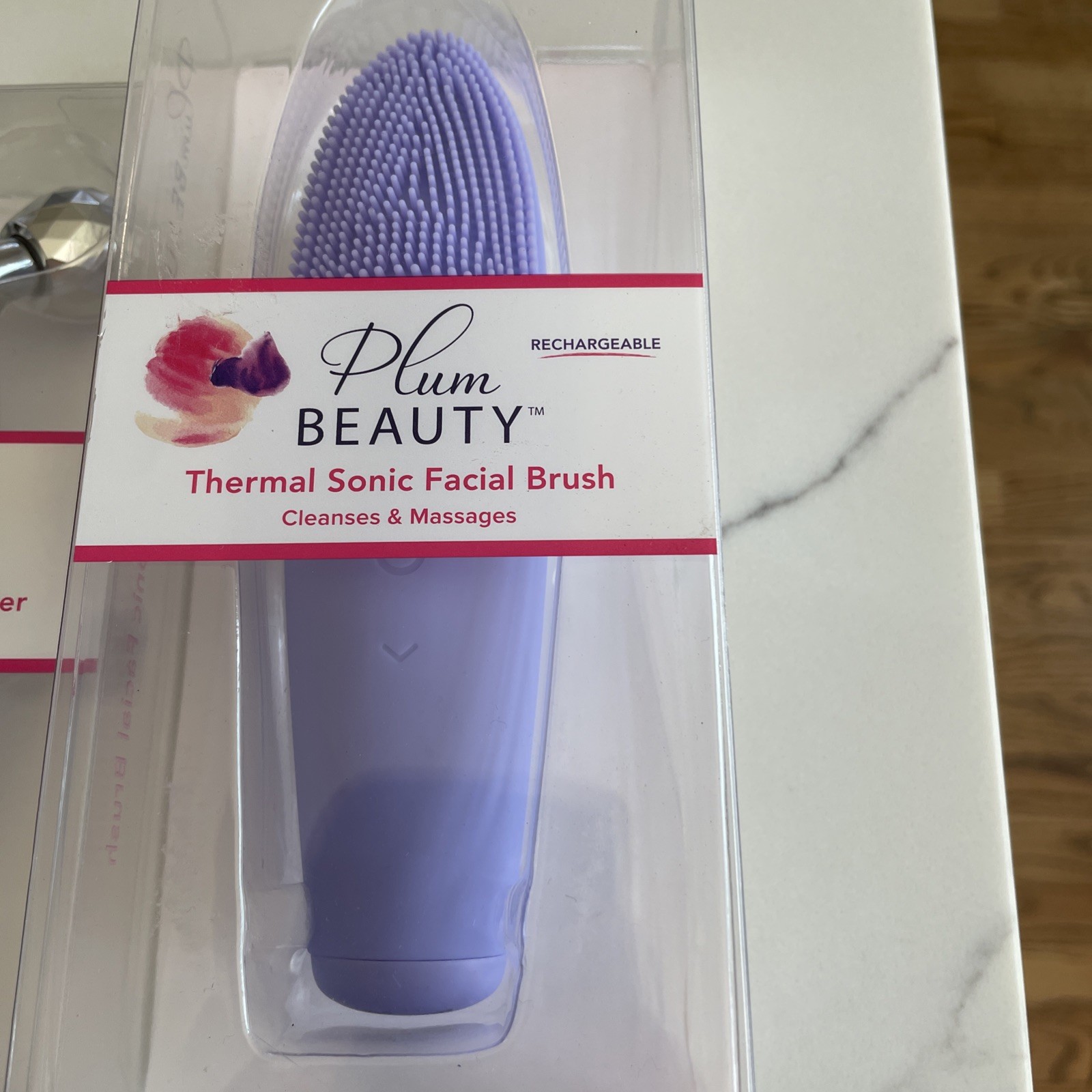 Plum Beauty Thermal Sonic Facial Brush Cleanses & Massages 2 Rollers