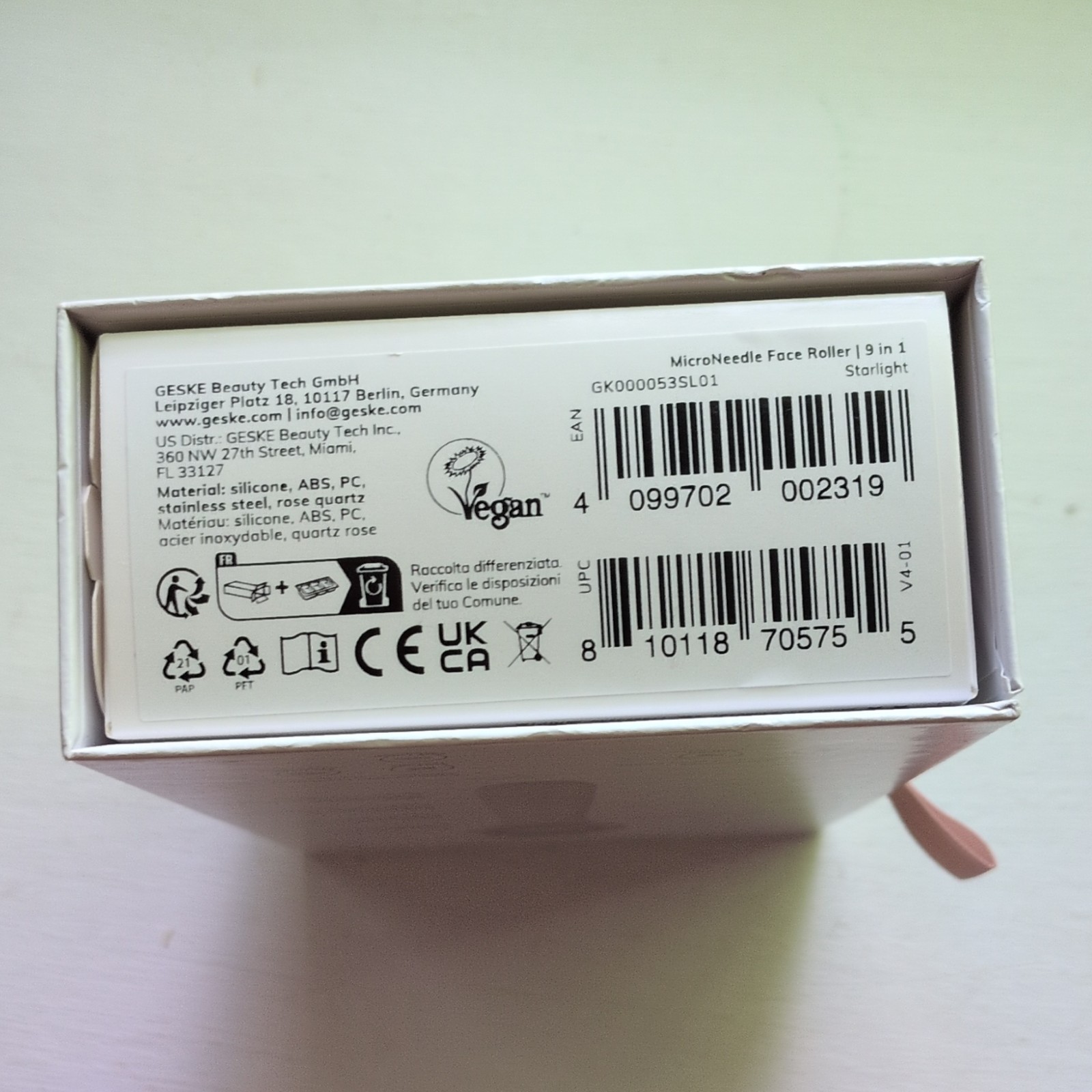 GESKE SmartAppGuided MicroNeedle Face Roller 9-in-1 Pink App Rechargeable