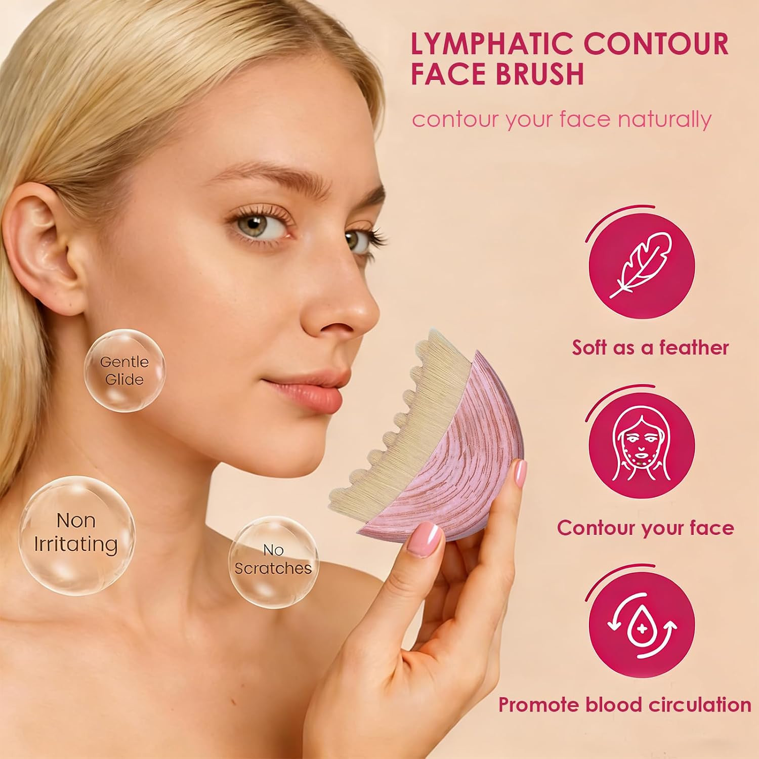 Lymphatic Drainage Massager Brush for Face Contour Double Chin Reducer Lympha…