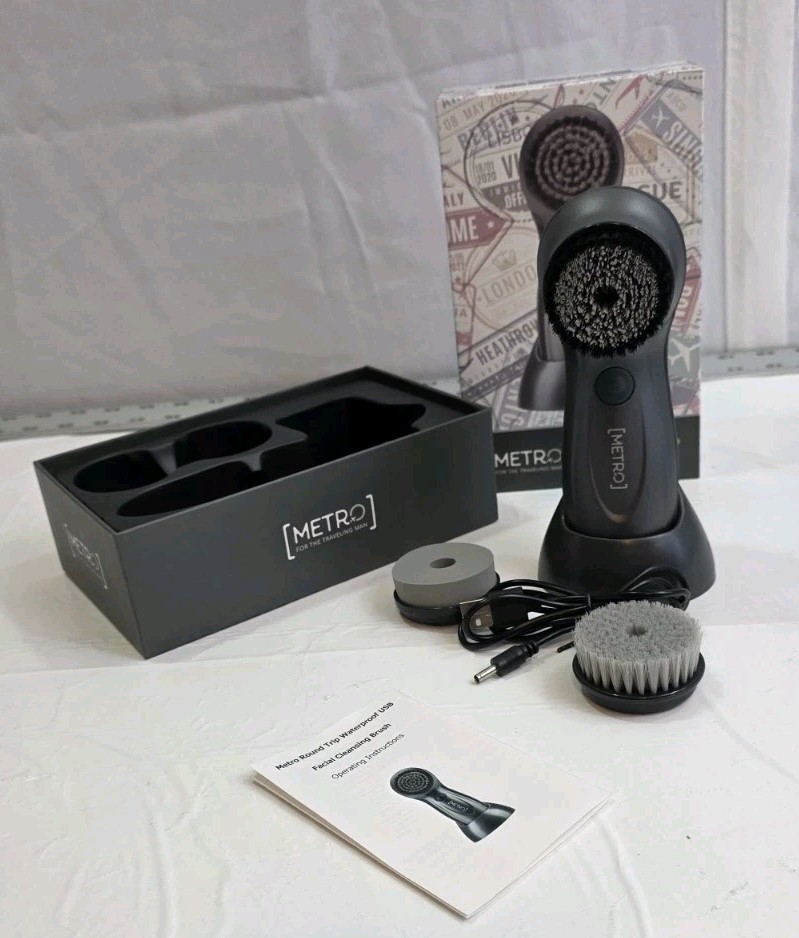 NIB Metro USB Men’s Facial Brush Waterproof Unisex Deep Cleansing Travel Ready