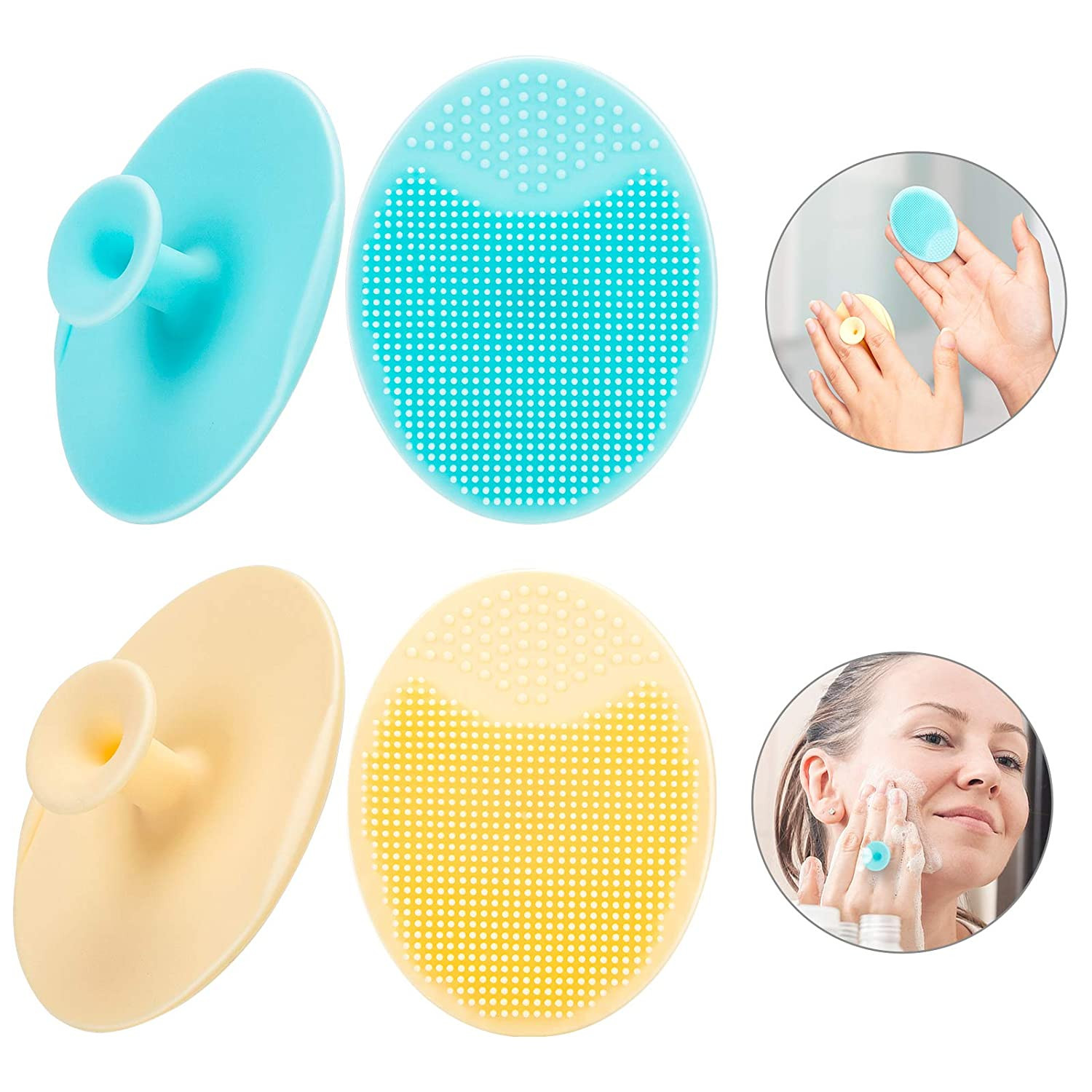 4 Pack Face Scrubber, Soft Silicone Facial Cleansing Brush Face Exfoliator Black