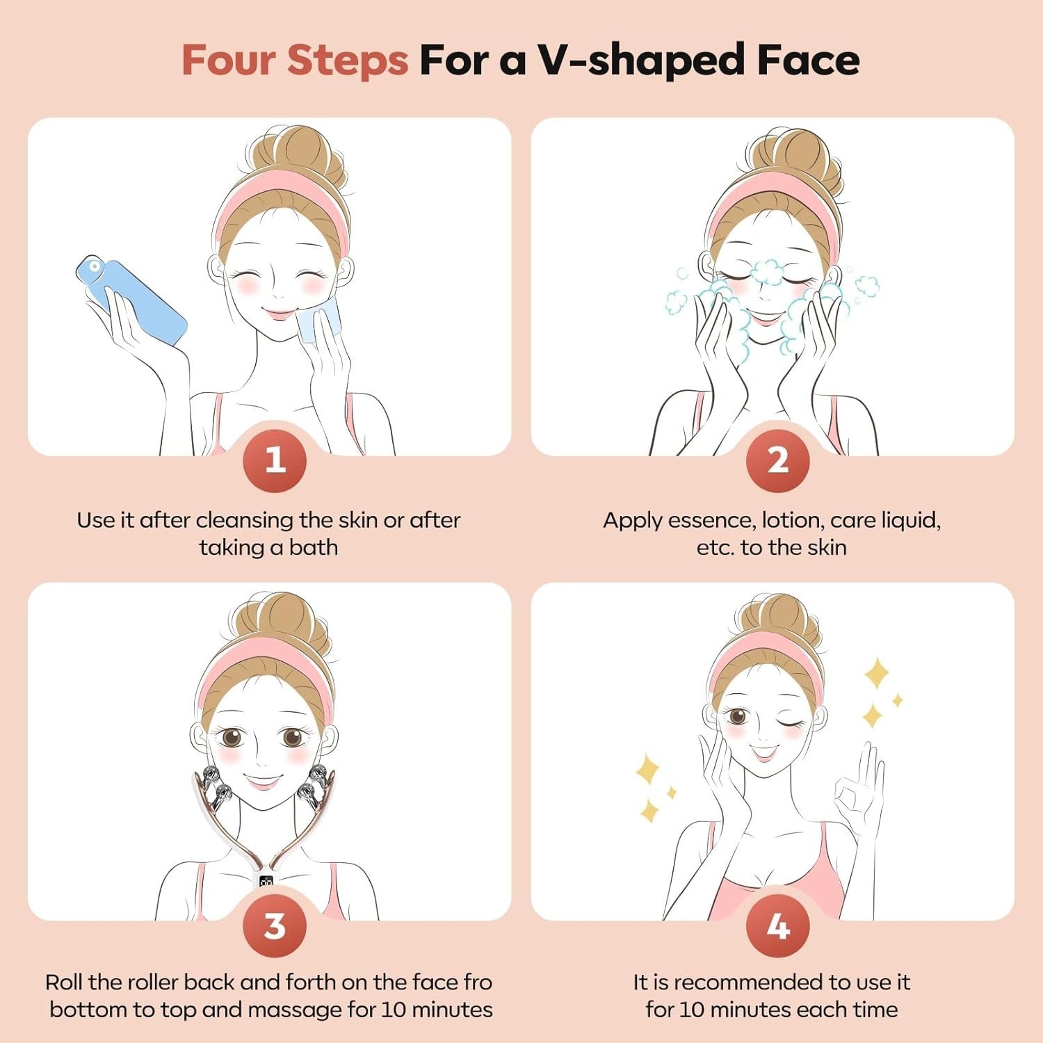 Facial Massager Face and Neck Shaper & Slimmer for Women Korean Skin Care #3089J
