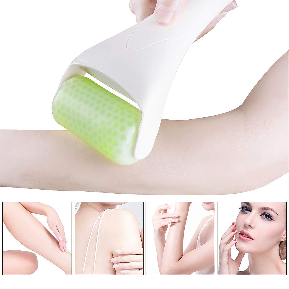 BFASU Ice Roller for Face & Eye Puffiness 1 Count (Pack of 1), White-green