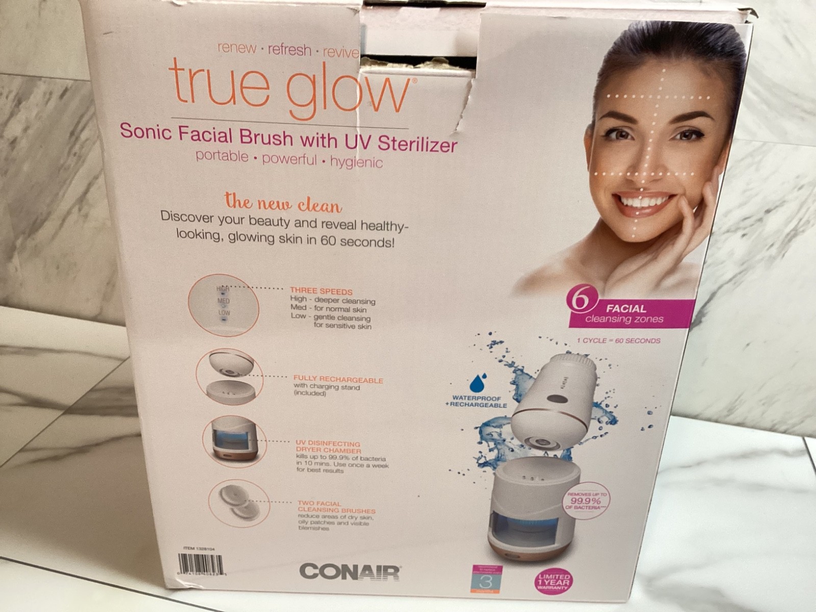CONAIR True Glow Sonic Facial Brush with UV Sterilizer