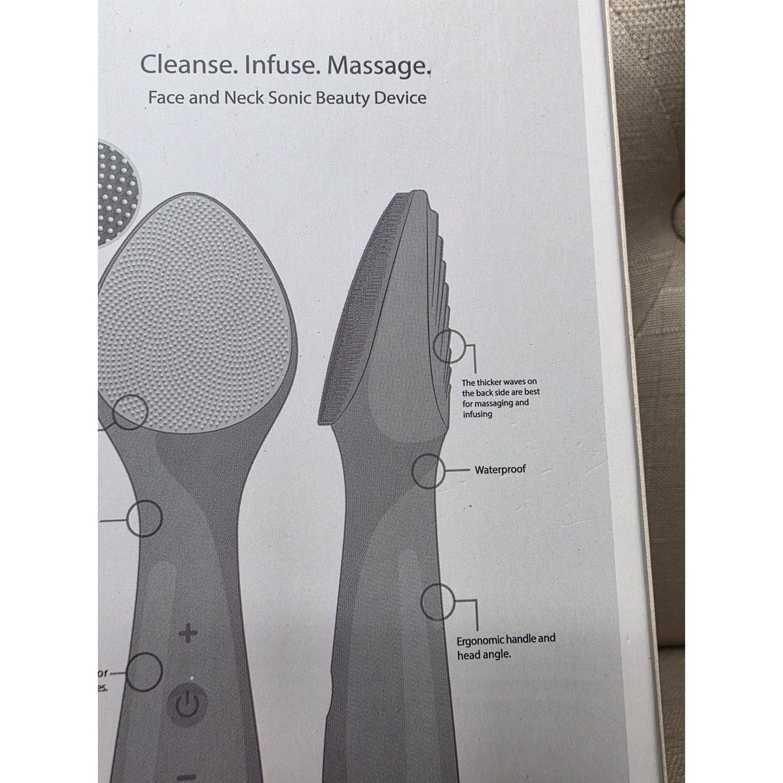 Pop Sonic Spade Face and Neck Sonic Beauty Device Grey Cleanse Infuse Massage C1
