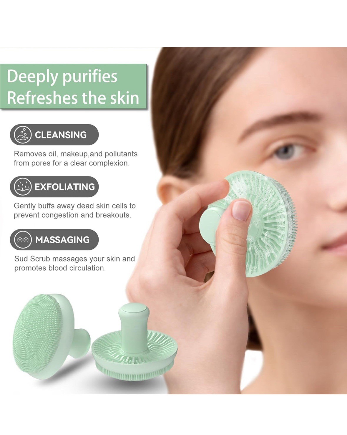 Multi purpose face scrubber acne removal brush. Super soft.