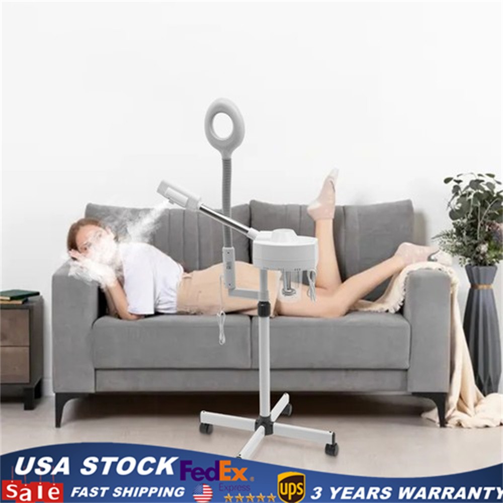 2IN1 Hot Facial Steamer 5X LED Magnifying Lamp Ozone Salon Spa Skin Care