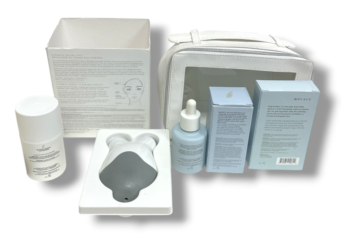 Nuface Mini Facial Toning Device & Ionized Booster, Facial Towelette, Set Of 2