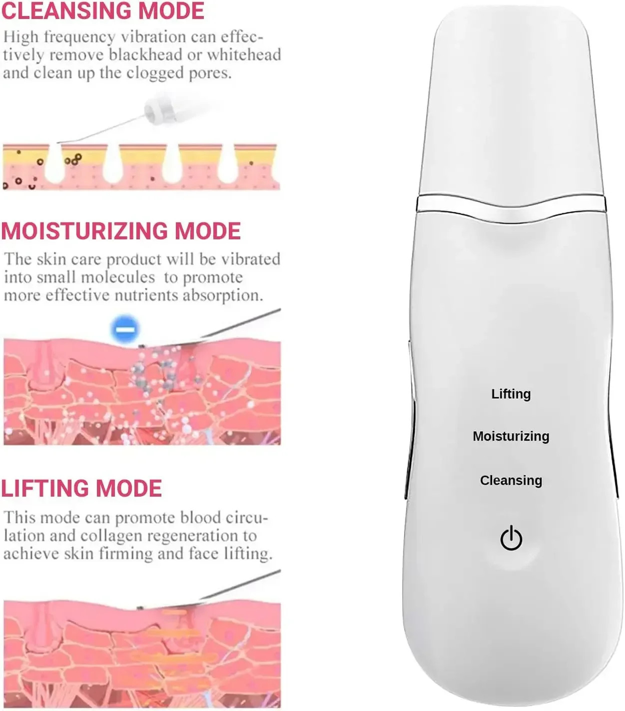 Face Cleaning Skin Scrubber Cleanser Vibration Blackhead Removal Tool Cleansing
