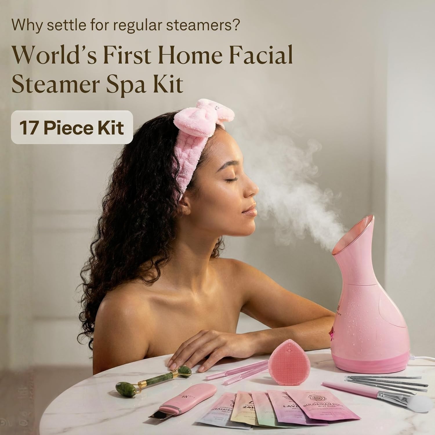 Facial Steamer Spa Kit with Complimentary 17 Skin Care Tools | Face Steamer f…
