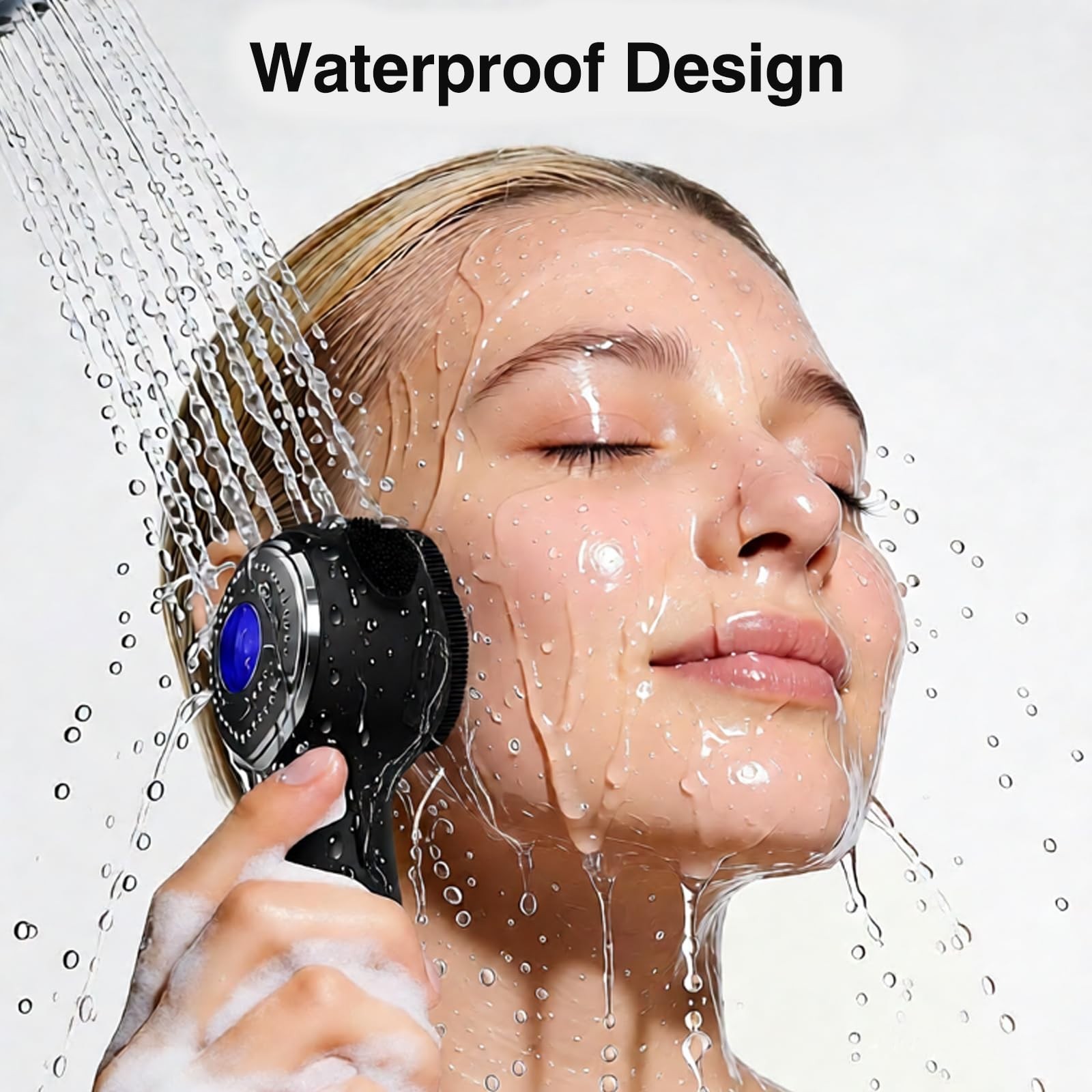 Rechargeable Silicone Face Scrubber Exfoliator with Heat Massage, Waterproof Vib