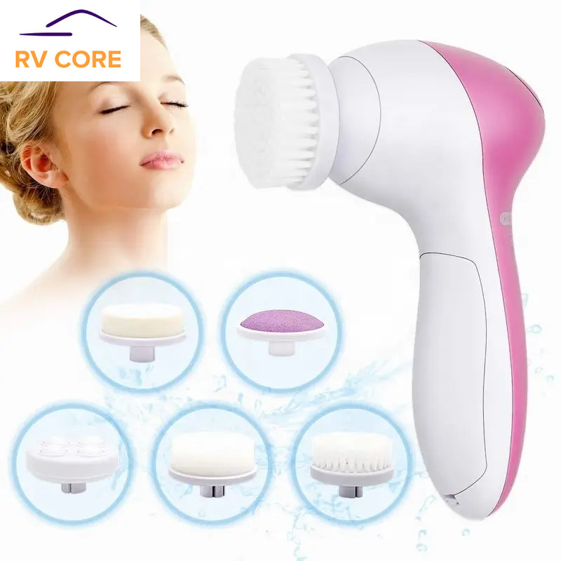 Electric 5-in-1 Facial Cleansing Brush – Skin Care Massager & Blackhead Remover