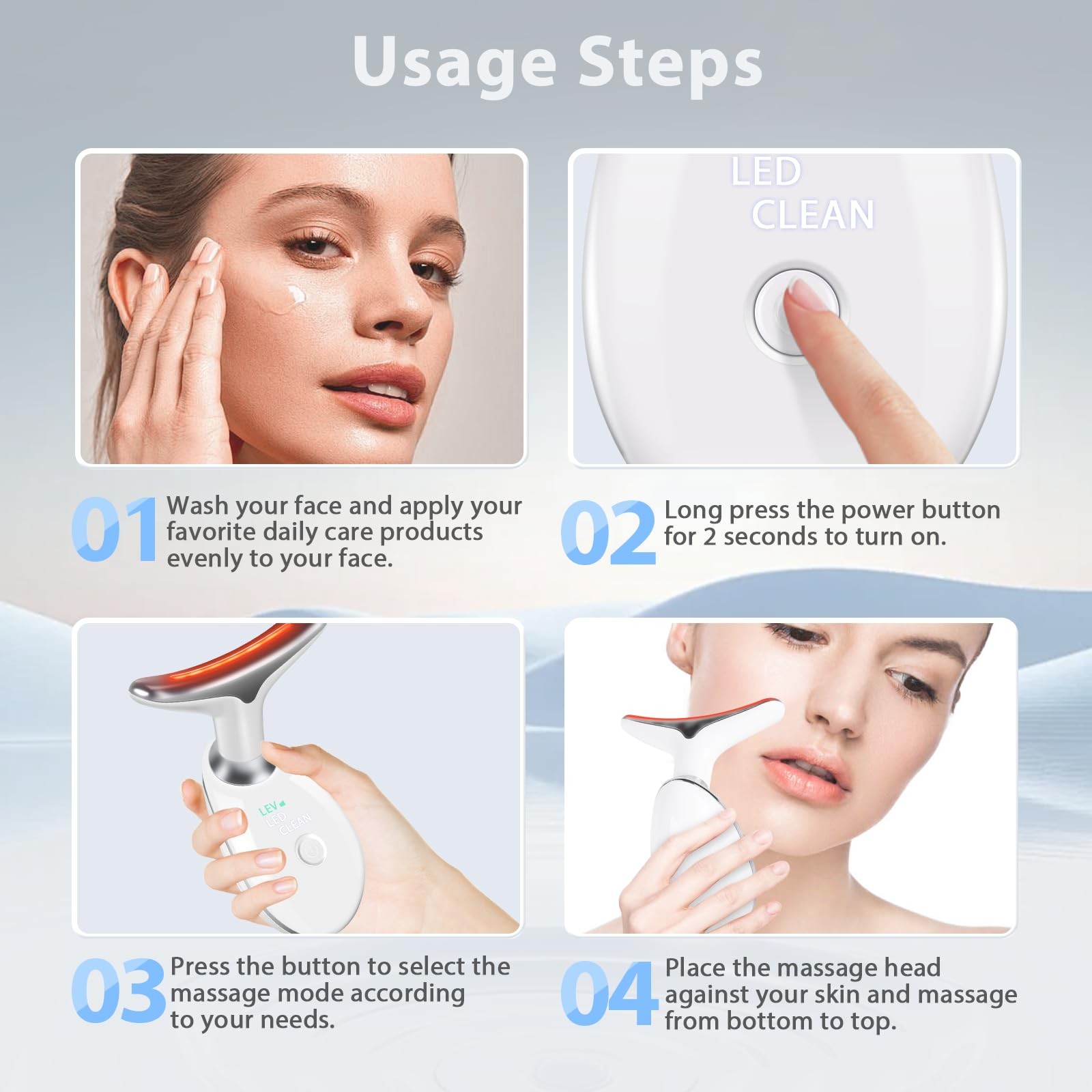 3 in 1 Face 𝖲cuIpting Tool, 7 Color Mode, Facial Massager for and White