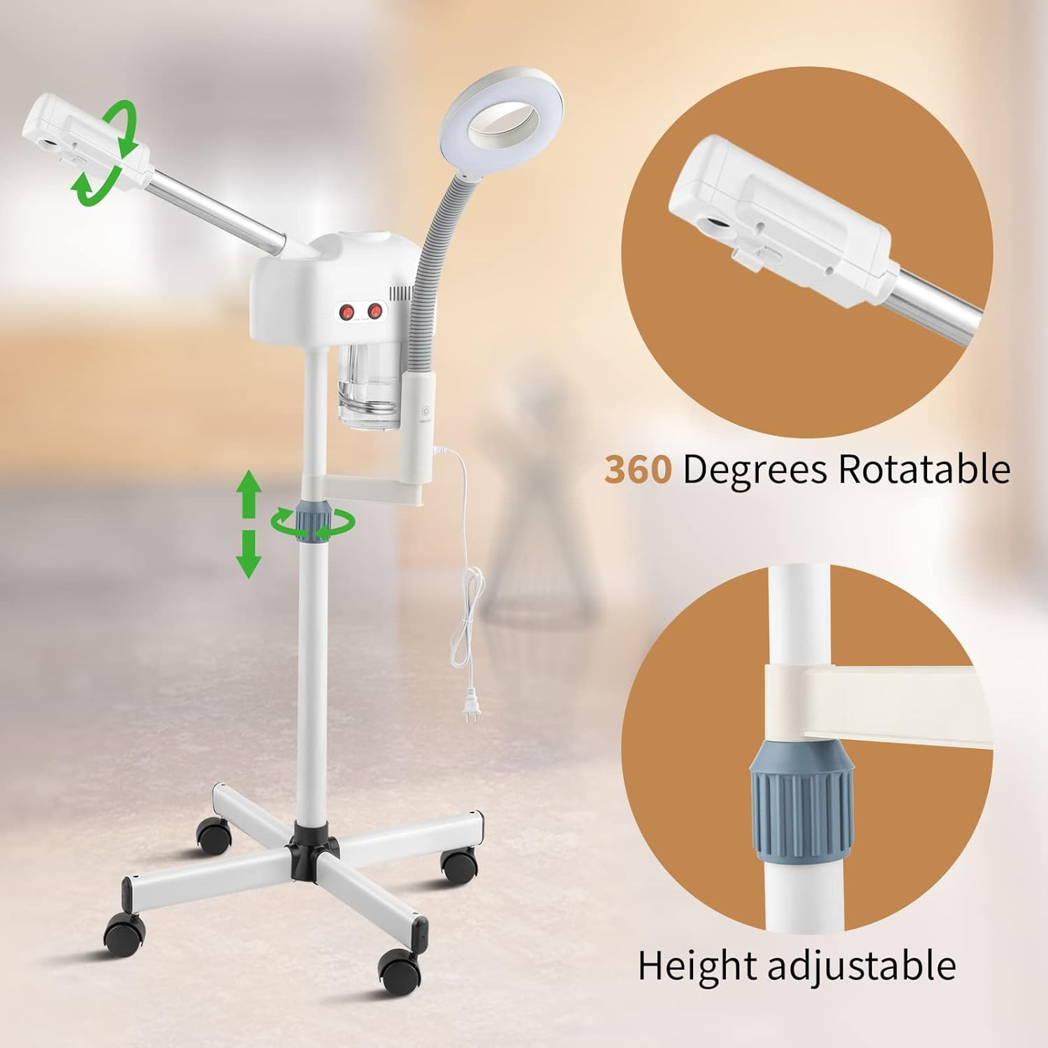 2 in 1 Facial Steamer with 5X Magnification Light, Deep Cleaning for Personal Sk