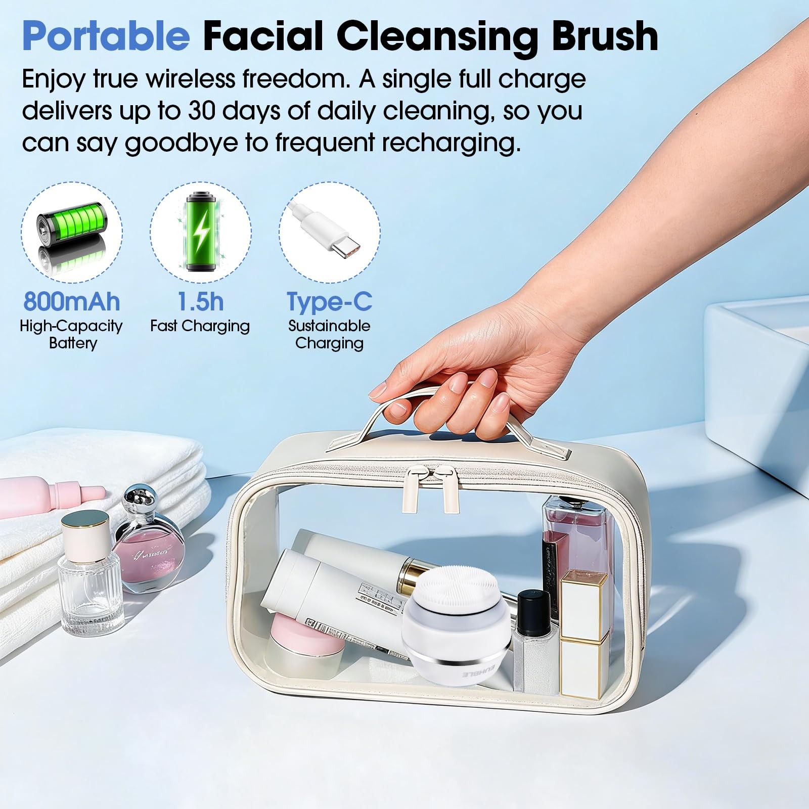 Cleaner with 6 Modes & 3 Light Effects, Rechargeable Waterproof Scrubber for …