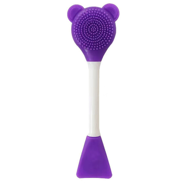 Portable Soft Silicone Facial Cleansing Brush Double Head Home Travel Purple