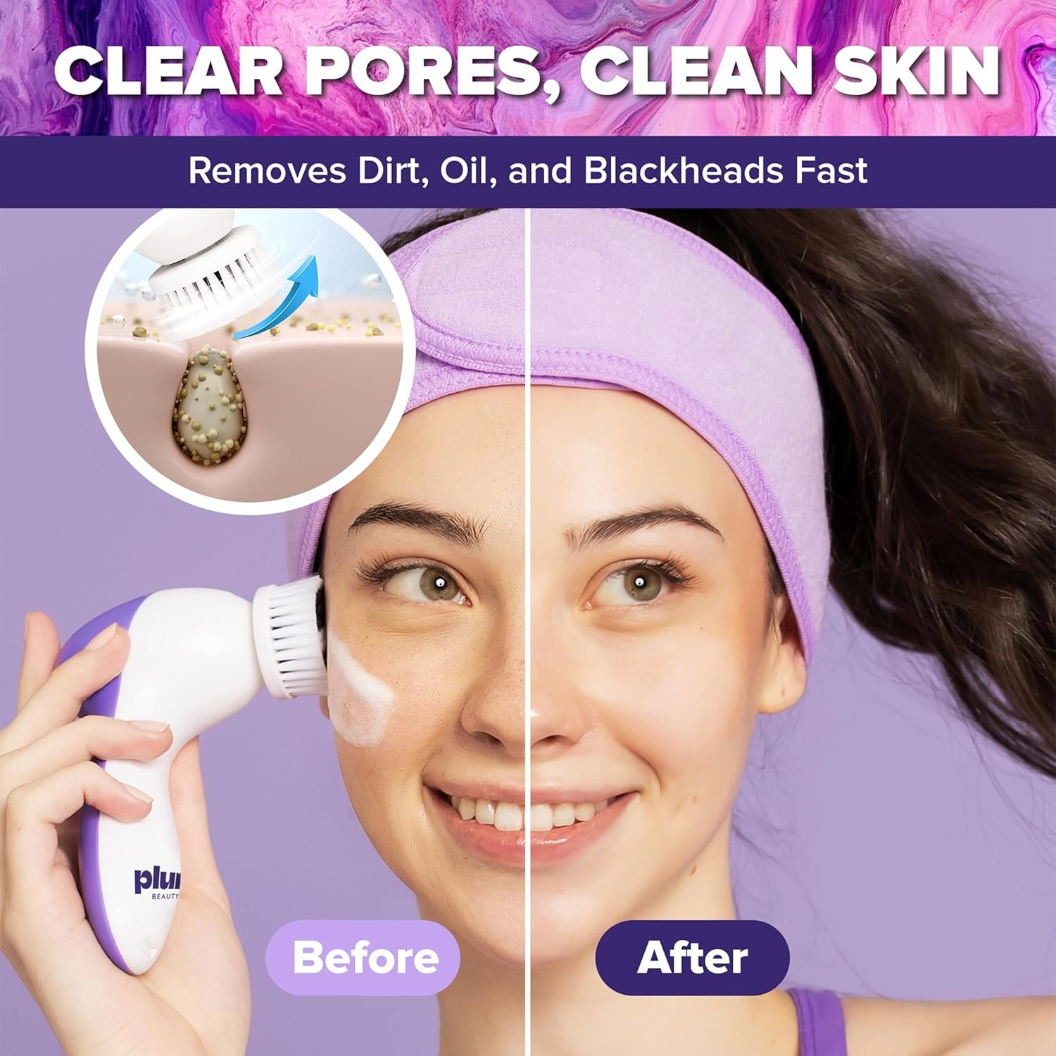 Face Scrubber Electric Facial Cleansing Brush Rechargeable, Rotating Scrubber Fa