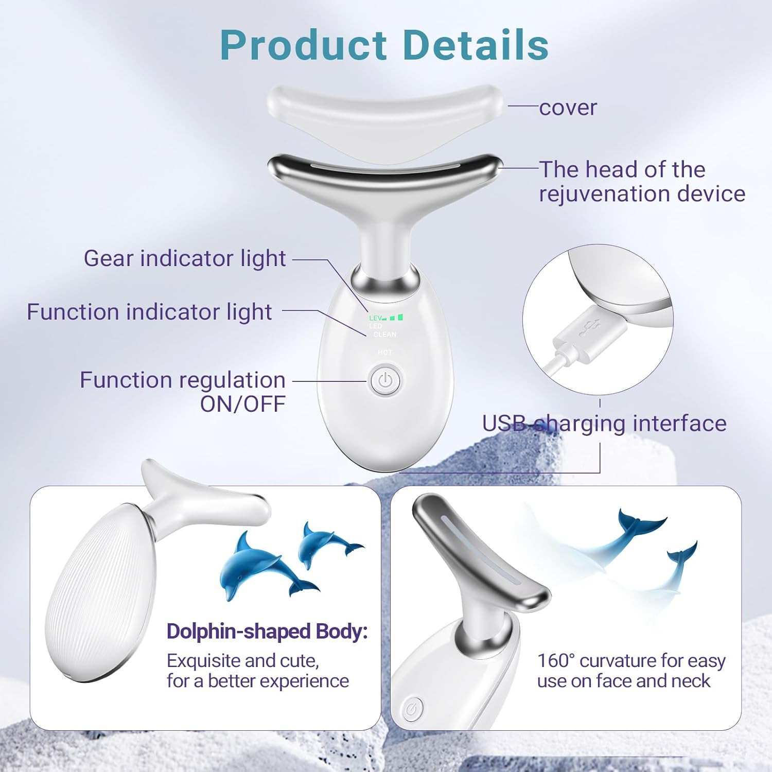Neck Face Massager, Face Sculpting Tool, 3 Modes and Vibration for Facial Massag