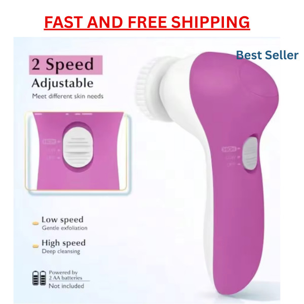 Facial Cleansing Brush Silicone Face Scrubber: 2 In1 FBS-D Electric Exfoliating