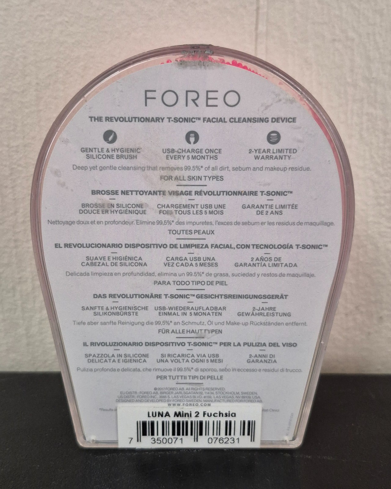 FOREO LUNA mini 2 Silicone Facial Cleansing Brush 8 Vibrating Intensities – Pink