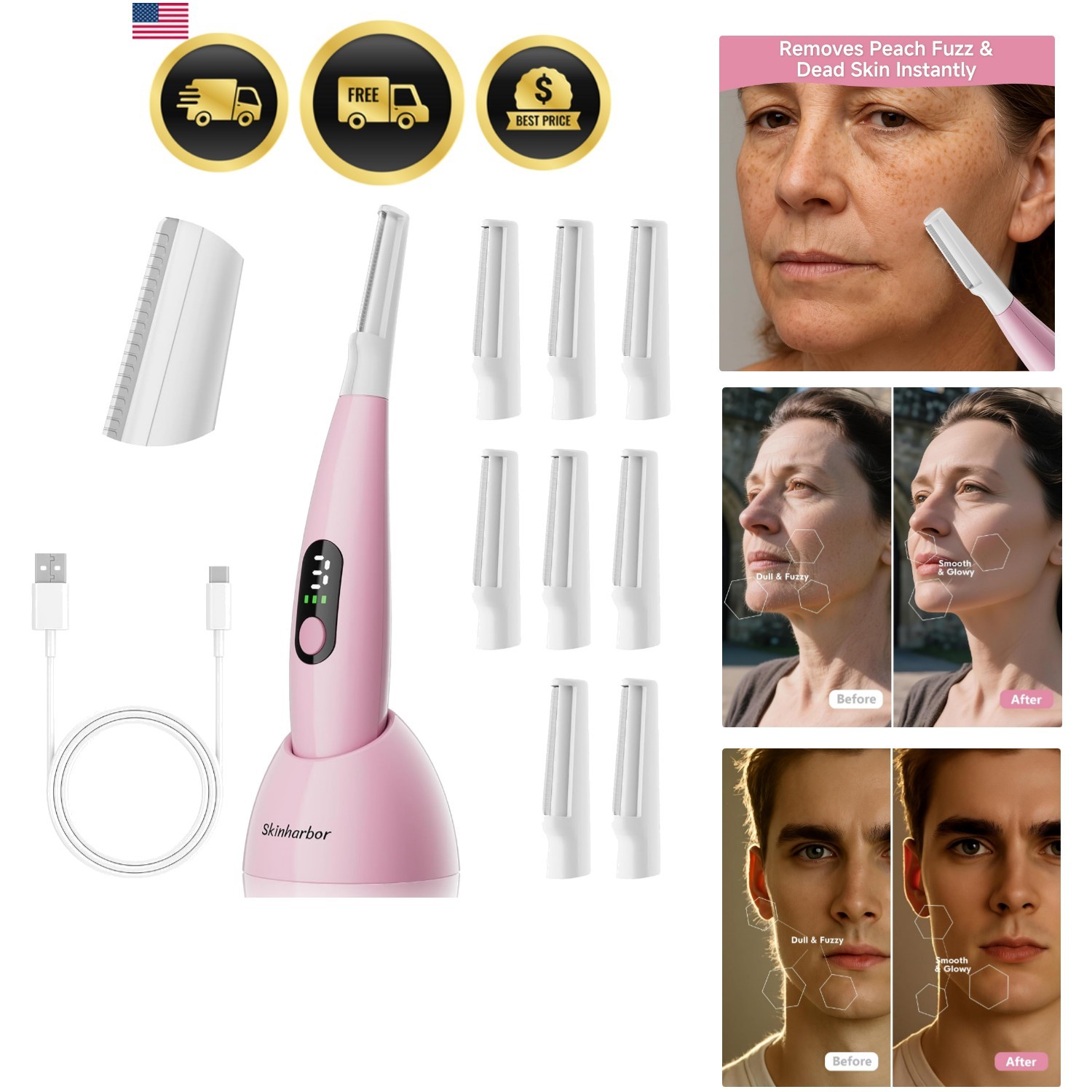 Sonic Dermaplane Razor for Women Face,Women’S Facial Exfoliation & Peach Fuzz…