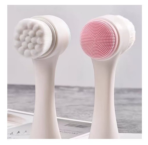 Double-Sided Facial Cleansing Brush Soft Bristle Silicone Face Cleanser Tool