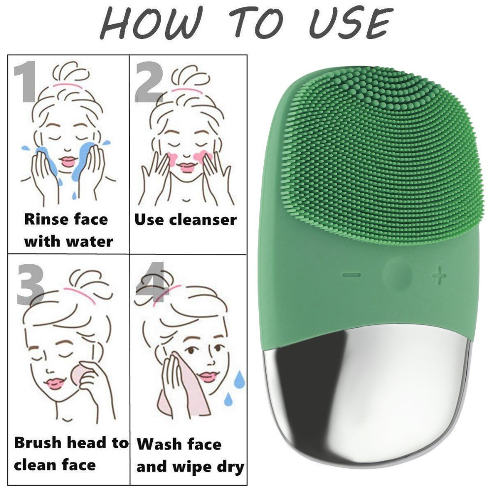 Electric Silicone Brush Skin Cleaning Facial Skin Care Waterproof Massager US