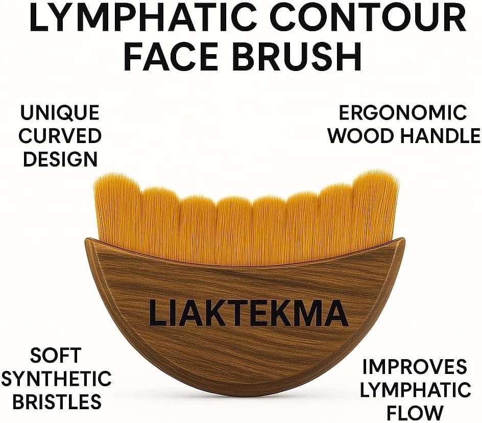 Lymphatic Contour Face Brush – Lymphatic Drainage Tool with Ergonomic Wooden Han