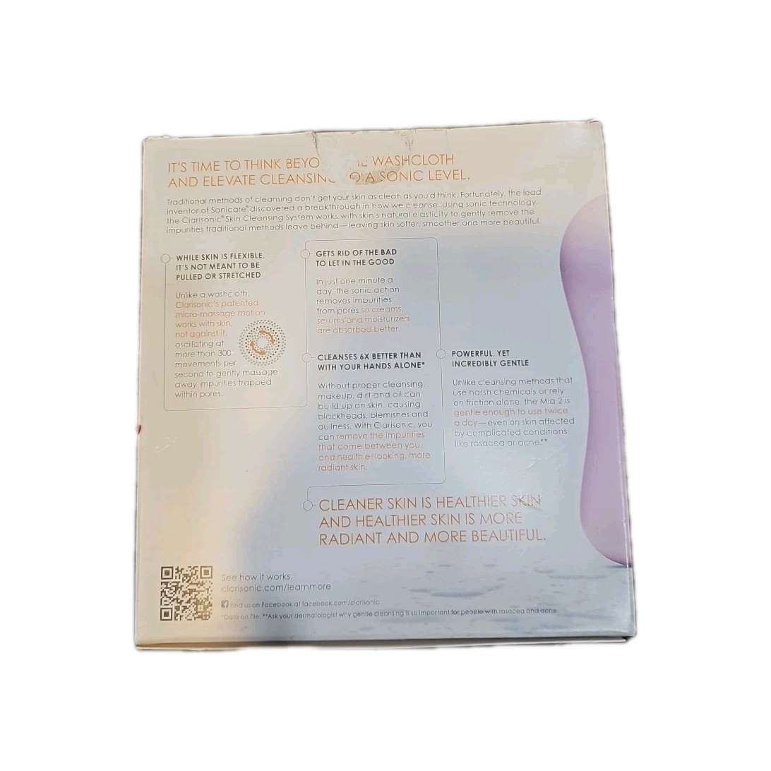 NEW 2 Speeds White Clarisonic Mia 2 Sonic Facial Skin Cleansing Brush System