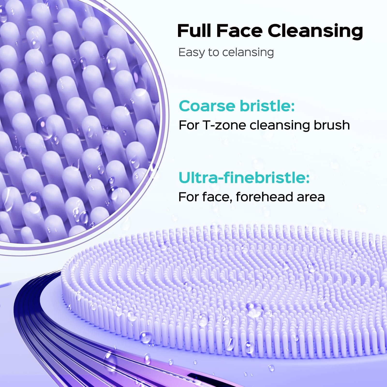 Rechargeable Facial Cleansing Brush – Compact Travel Face Scrubber, 5 Modes, Sil