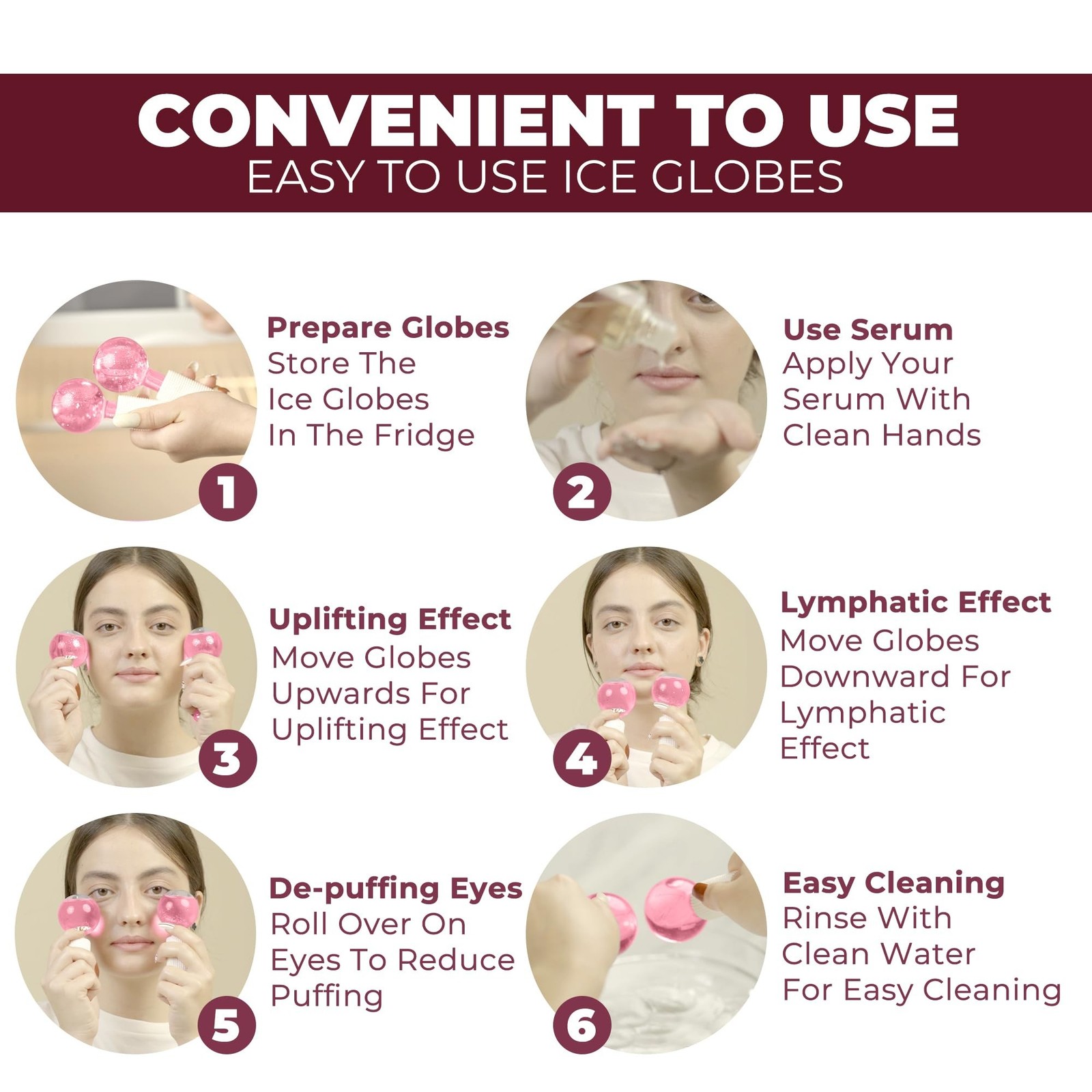 Ice Globes for Face 2Pcs – Freezer Safe Ice Globes for Facials, Skin Tight