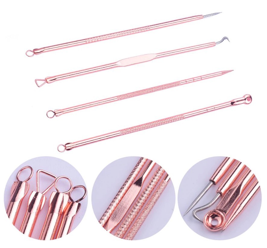 4 pcs Acne Blackhead Removal Tool Pimple Acne Extractor Black Head Tool Popper