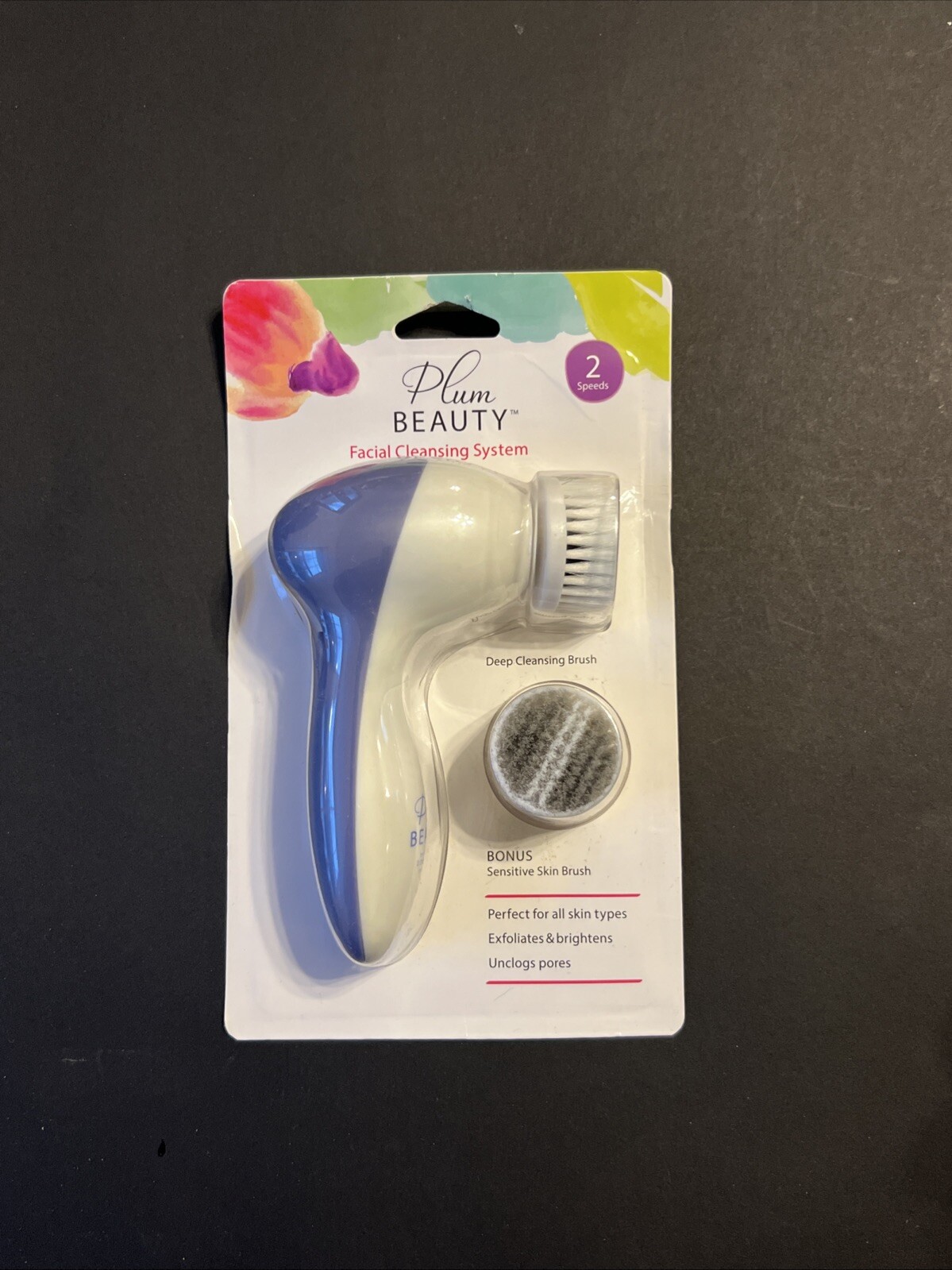 New Plum Beauty Facial Cleansing System 2 Brush Heads NEW
