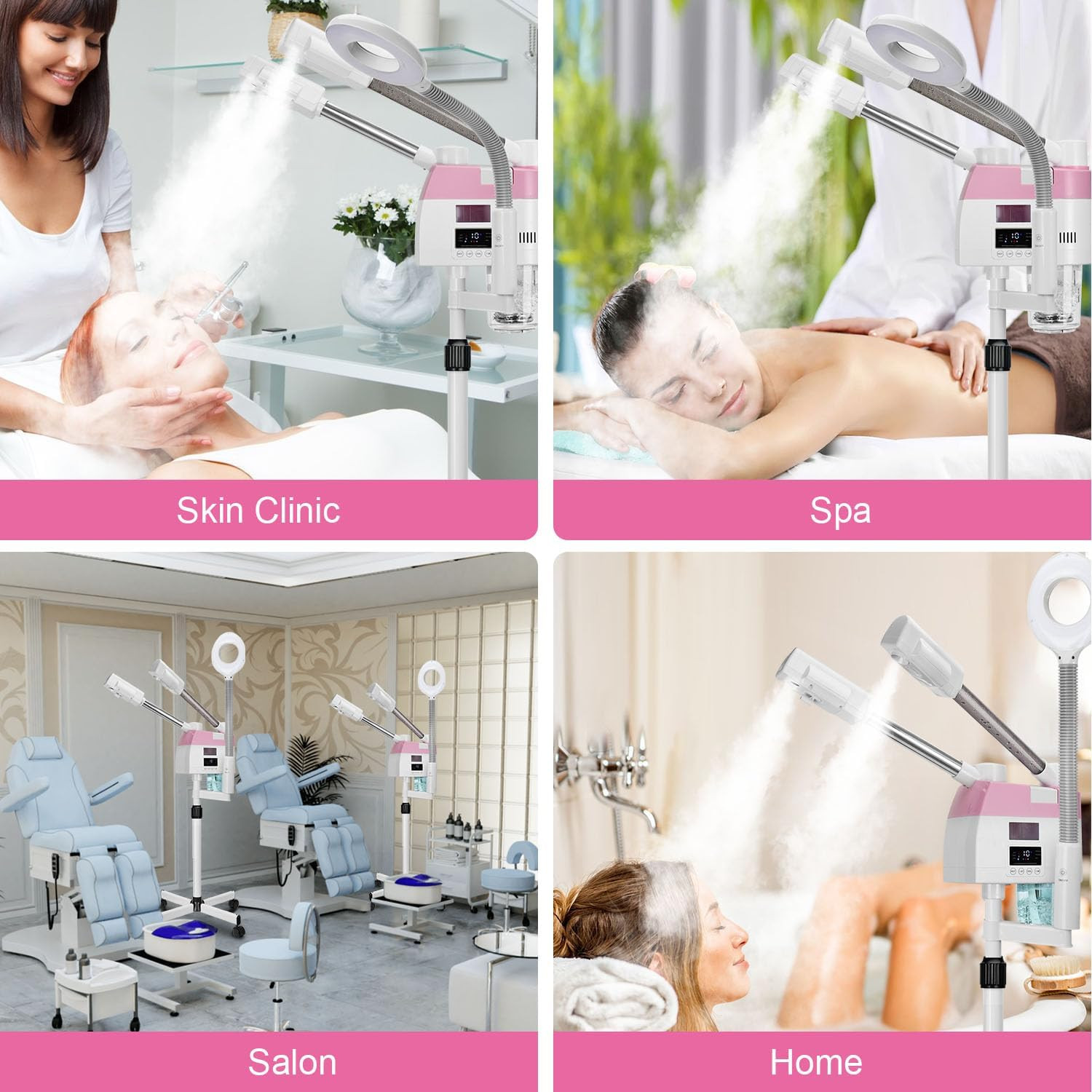Professional Facial Steamer, 3 in 1 Facial Steamer with 5X Magnifying Lamp Hot&C