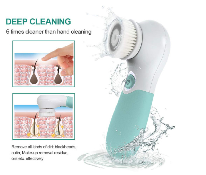 Electric Facial Cleansing Brush 3 Heads Silicone Face Scrubber Deep Clean…