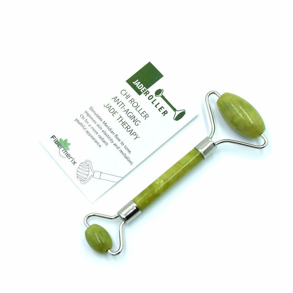 Fibermerix Brand Anti-Aging Facial Jade Roller Massage Tool. 100% Natural Jade S