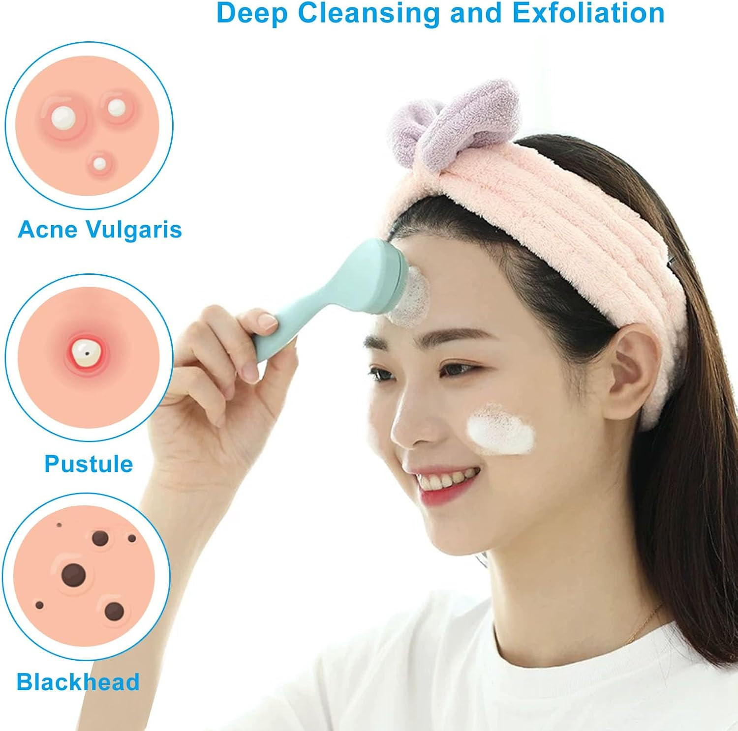 2 Pack Silicone Facial Cleansing Brush, Skin Friendly Waterproof Face Scrubber E