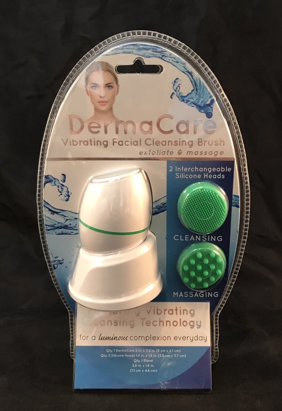 Dermacare VIBRATING FACIAL CLEANSING / MASSAGING BRUSH PINK And GREEN