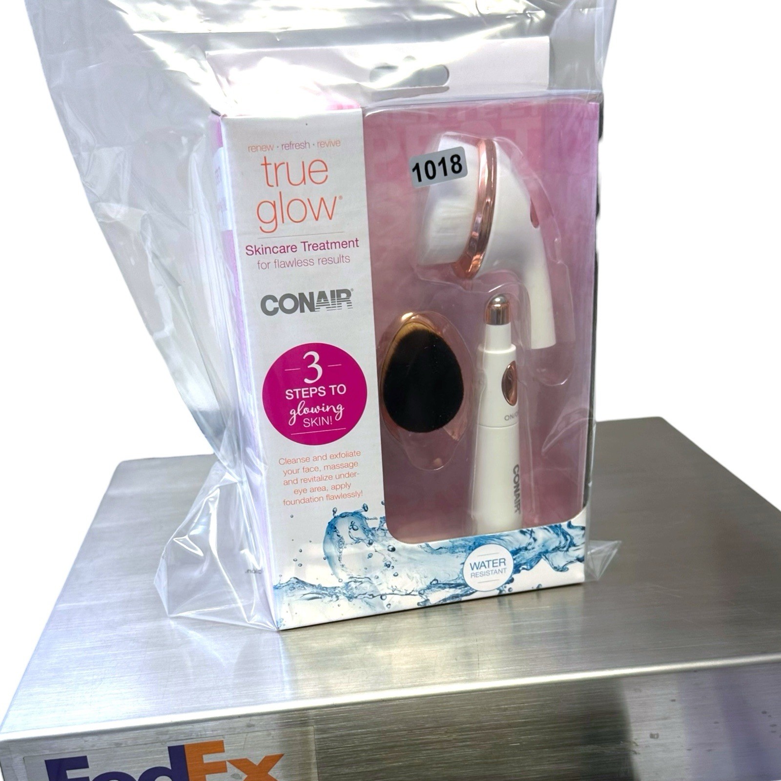 Conair True Glow Sonic Skincare Treatment 3 Step Facial Kit Brush Set New Sealed