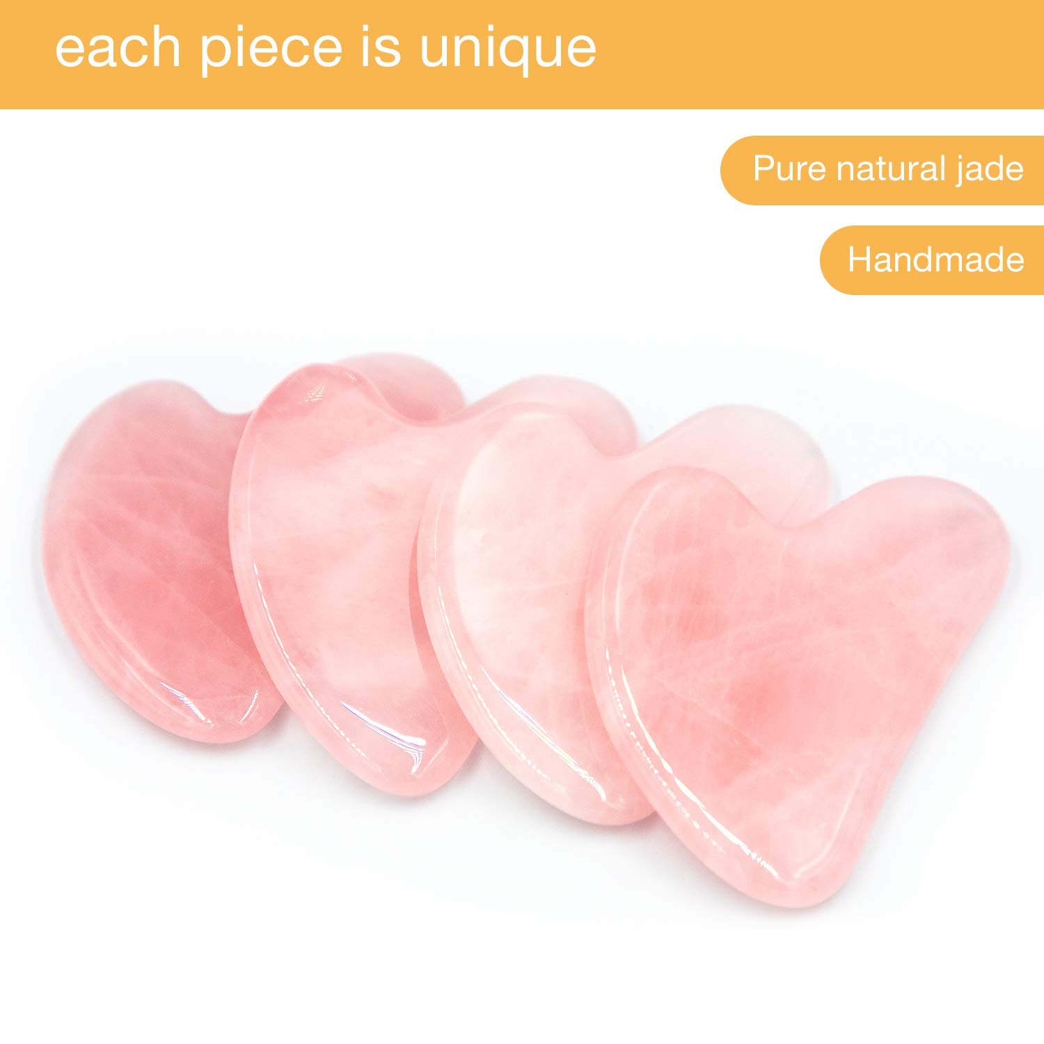 KIMANN Gua Sha Rose Quartz Face Scraping Massage 1 Count (Pack of 1), Pink