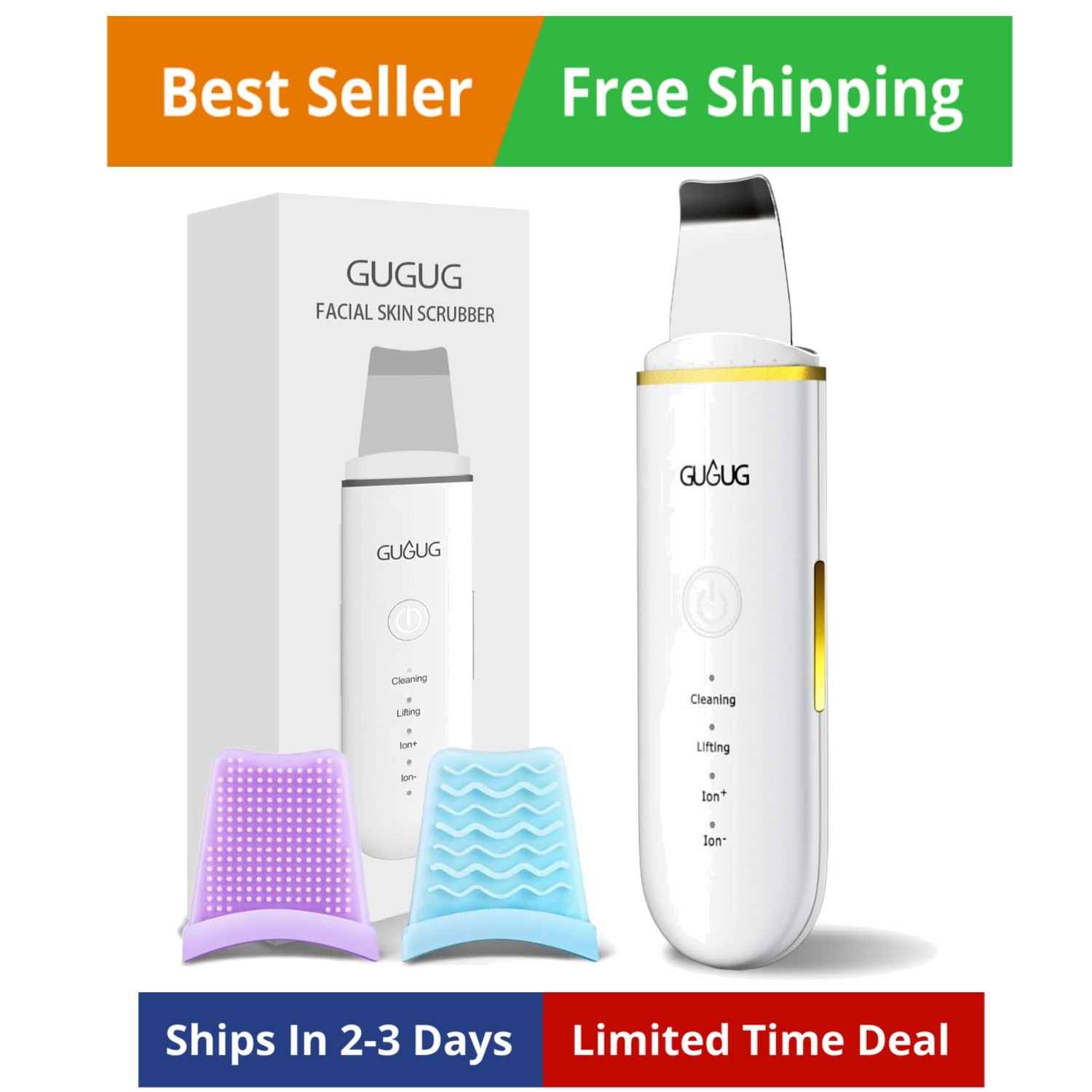 GUGUG Skin Scrubber Face Spatula 4 Modes White