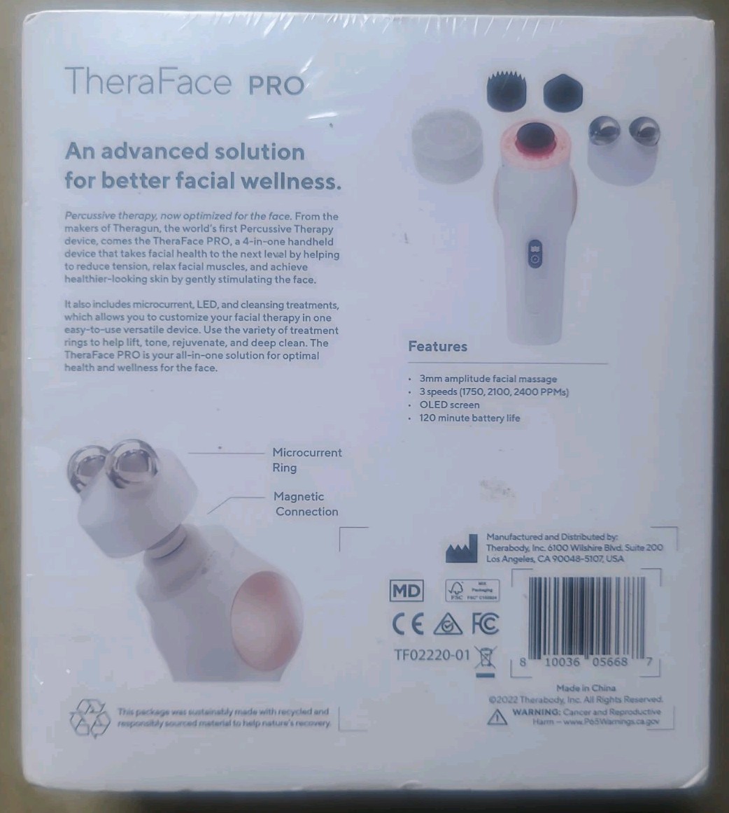 Therabody – TheraFace PRO – Multi-Use Facial Health Device – White – NEW
