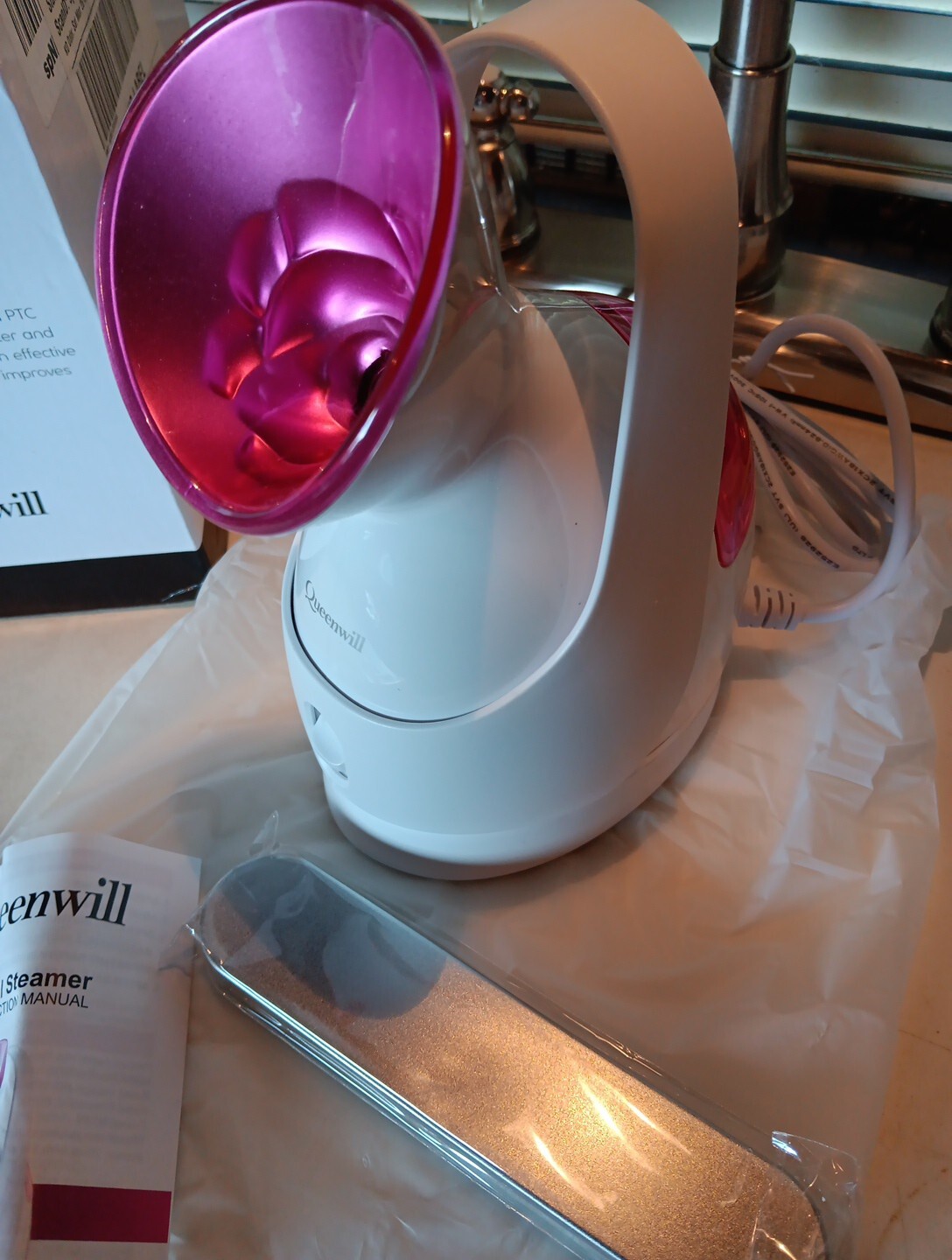 Queenwill Nano Ionic Facial Steamer, Skin Warm Mist Moisturizing, OPEN BOX