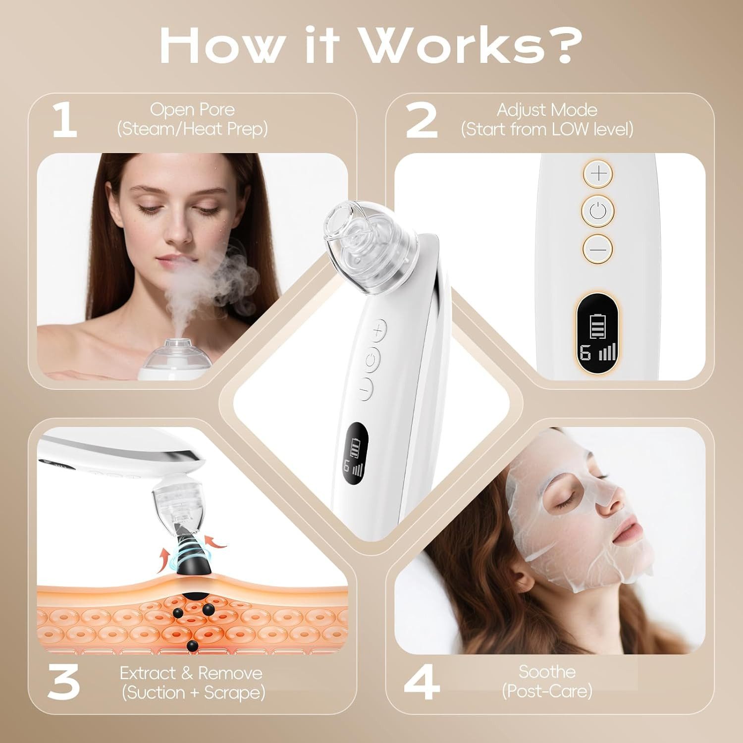 Facial Pore Blackhead Remover Vacuum Blackhead Extractor Face Scraper Cleansing