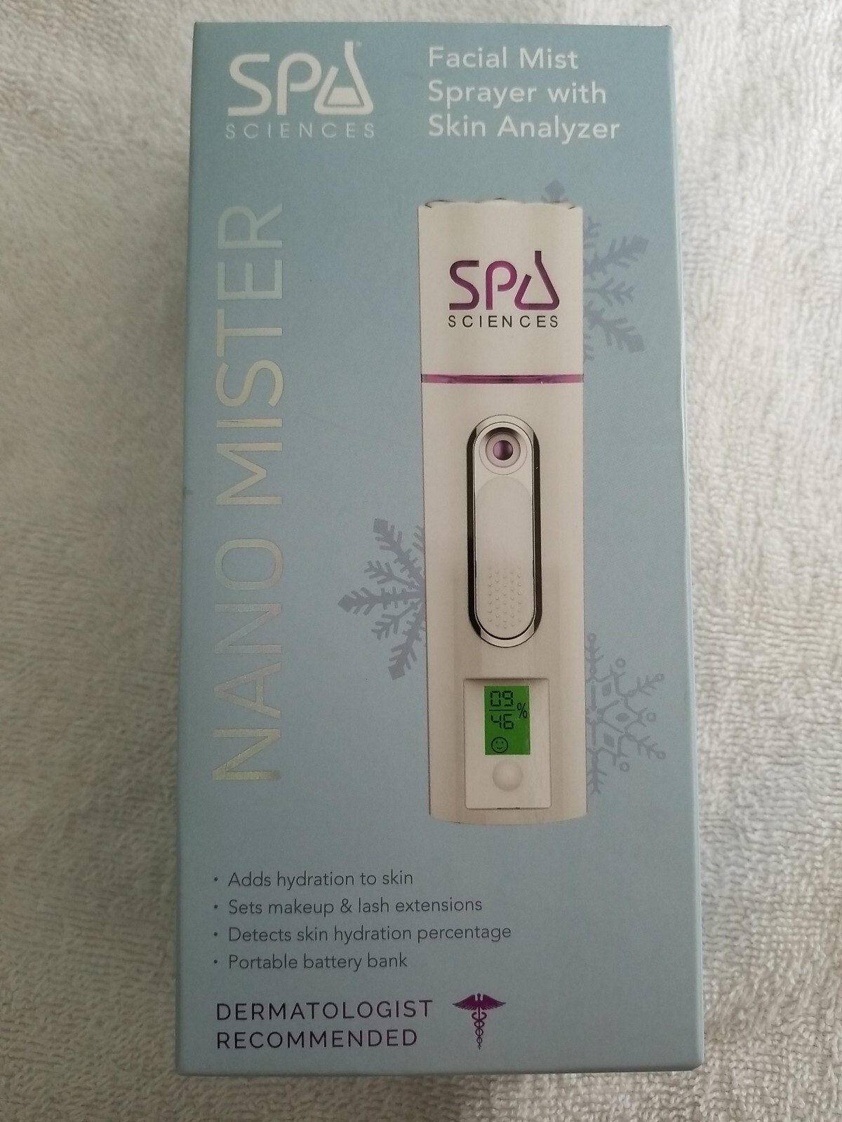 Spa Sciences Nano Mister Compact Facial Mist Sprayer w/ Skin Analyzer Hydration