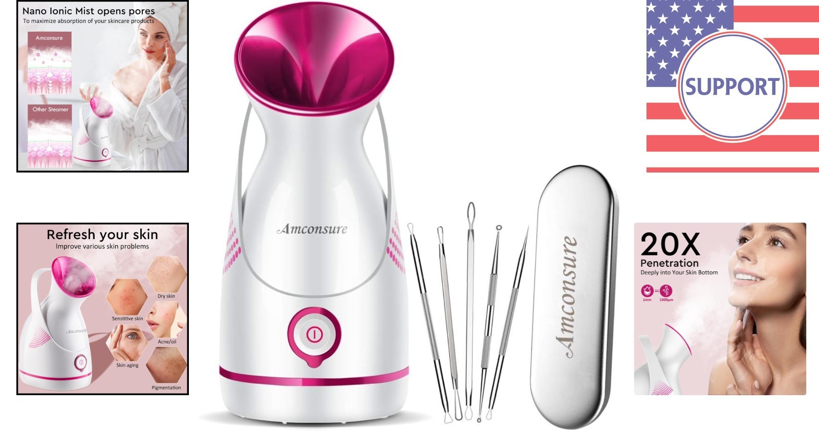 Deep Hydration Facial Steamer for Moisturized Skin & Bonus Blackhead Kit