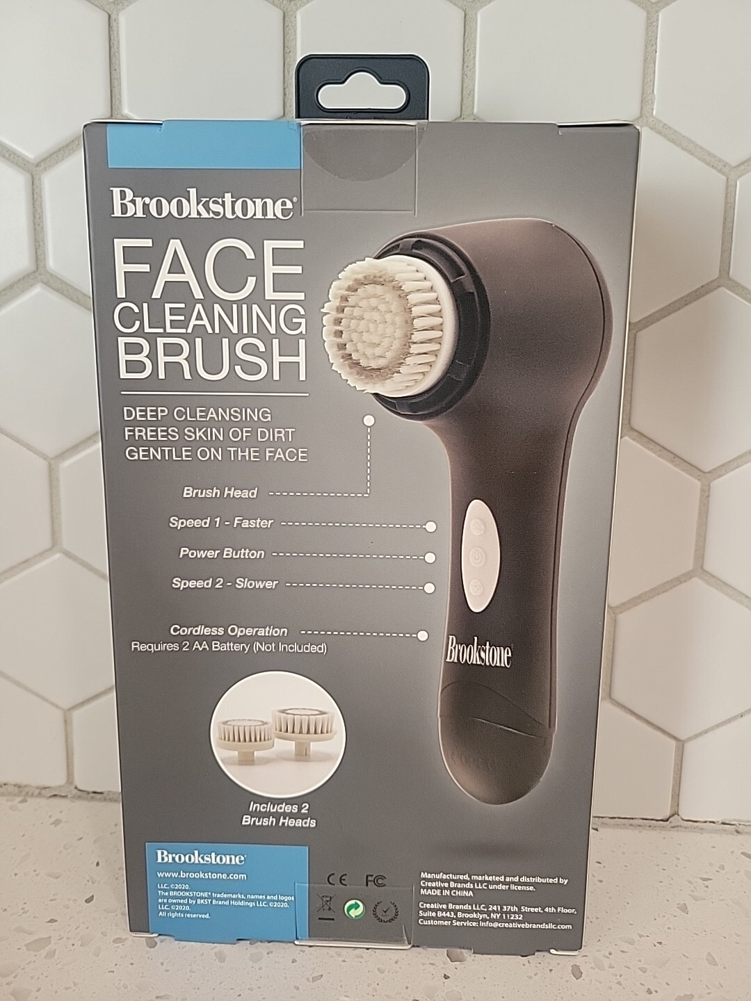 Face Cleaning Brush 2 Heads 2 in 1 Skin Cleaning Kit Brookstone NEW IN BOX