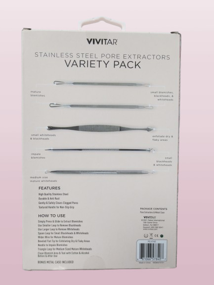 VIVITAR SIMPLY BEAUTIFUL STAINLESS STEEL PORE EXTRACTORS VARIETY PACK NWB 3 SETS